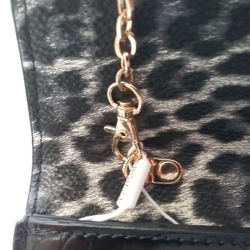 Urban Expressions Crossbody Clutch Convertible Leopard Snake Print Chain New OOS